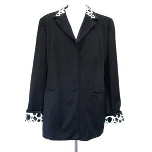 Vintage Louis Feraud Tuxedo Jacket Blazer Size 16 Women Black Wool Sequin Trim